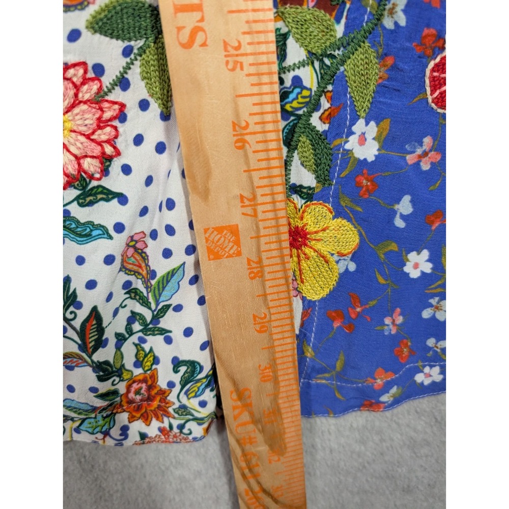 John.Mark Women Sweater Large Cardigan Open Front Floral Patchwork Mix Print - Picture 12 of 15